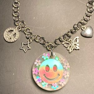 Happy Face Resin Pendant with Charms